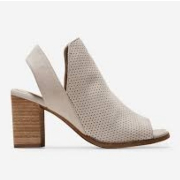 COLE HAAN Callista Open Toe Slingback Suede Leather Block Heel Bootie Sz 7.5 - Picture 1 of 13